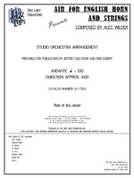 AIR FOR ENGLISH HORN AND STRINGS: Composed and Arranged by Alec Wilder, Prepared by Jeffrey Sultanof and Rob DuBoff: Jazz Lines Publications