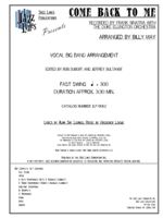 COME BACK TO ME: Arranged by Billy May, Edited by Rob DuBoff and Jeffrey Sultanof: Jazz Lines Publications