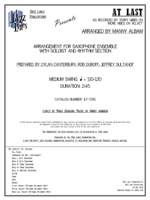AT LAST: Arranged by Manny Albam, Prepared by Dylan Canterbury, Rob DuBoff, and Rob DuBoff: Jazz Lines Publications